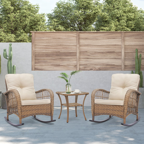 August Grove® Kaeden Wicker 2 Person Outdoor Seating Group with